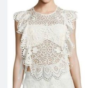 Gently Worn Nightcap Clothing Ruffled Eyelet Top, size 3 (size XS)